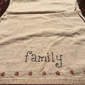 Embroidered 'Family' Hand Towel - Cream with Red Accents